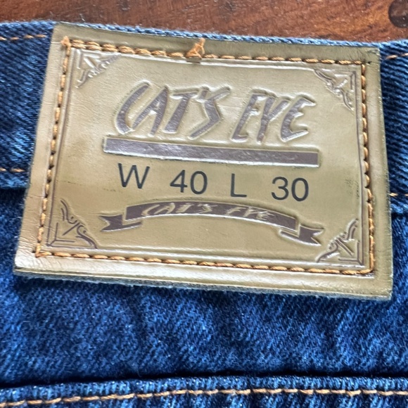 Men's CAT'S EYE Classic High Rise Straight Leg Dark Blue Denim Jeans 40x30 - Picture 5 of 6